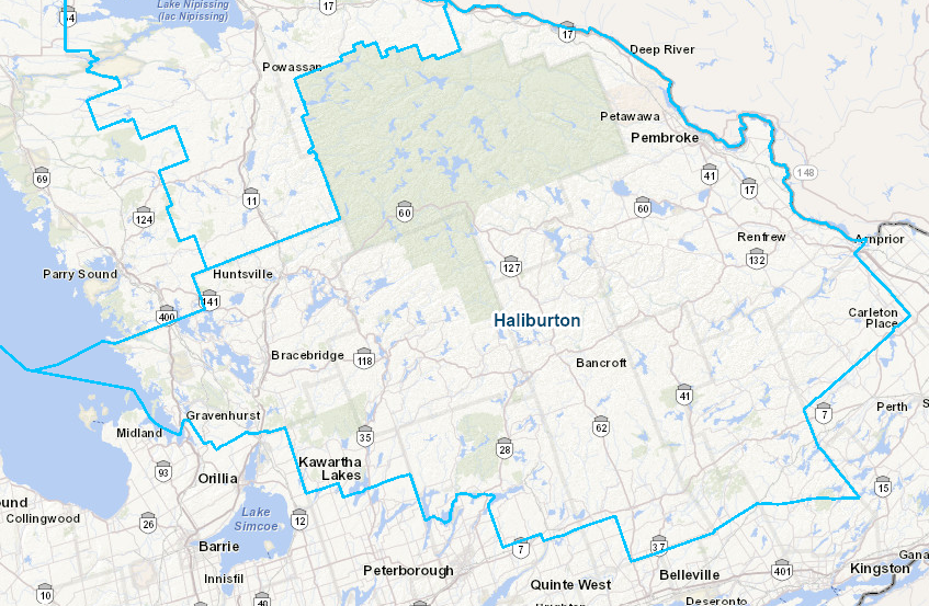 Haliburton Fire Region Map The Ministry of Natural Resources Haliburton Fire Management region map shows Haliburton County within the region, which extends outside of Haliburton County as well.