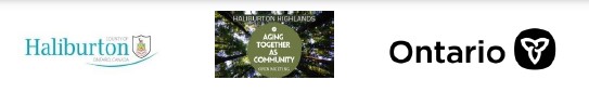 Logos of the County of Haliburton; Aging Together as Community in Haliburton County; Province of Ontario